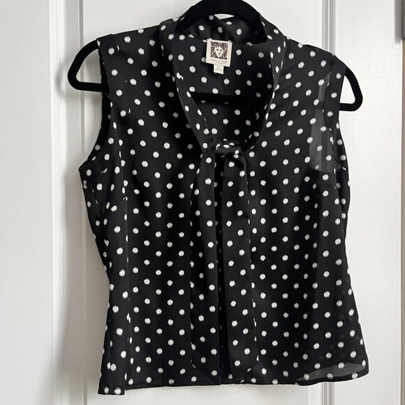 Anne Klein Polka Dot Sleeveless Blouse XSP - Picture 1 of 8